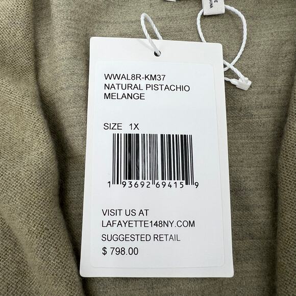 LAFAYETTE 148 NEW YORK Cardigan Pistachio Melange Wool Blend Belted 1X NEW - Picture 13 of 16